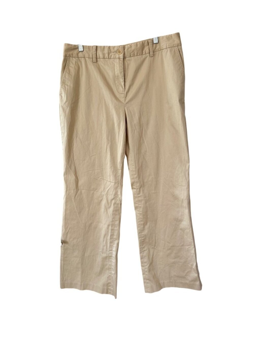 Tommy Hilfiger Womens Beige Chino Pants Size 16 Cotton Blend Straight Leg